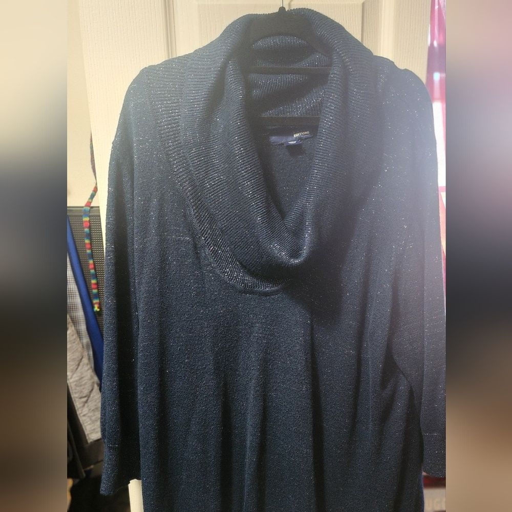 Basic Editions Navy Blue Cowl Neck Sweater